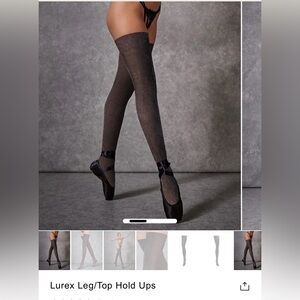 Bluebella lurex leg/ top hold ups shimmer charcoal tights